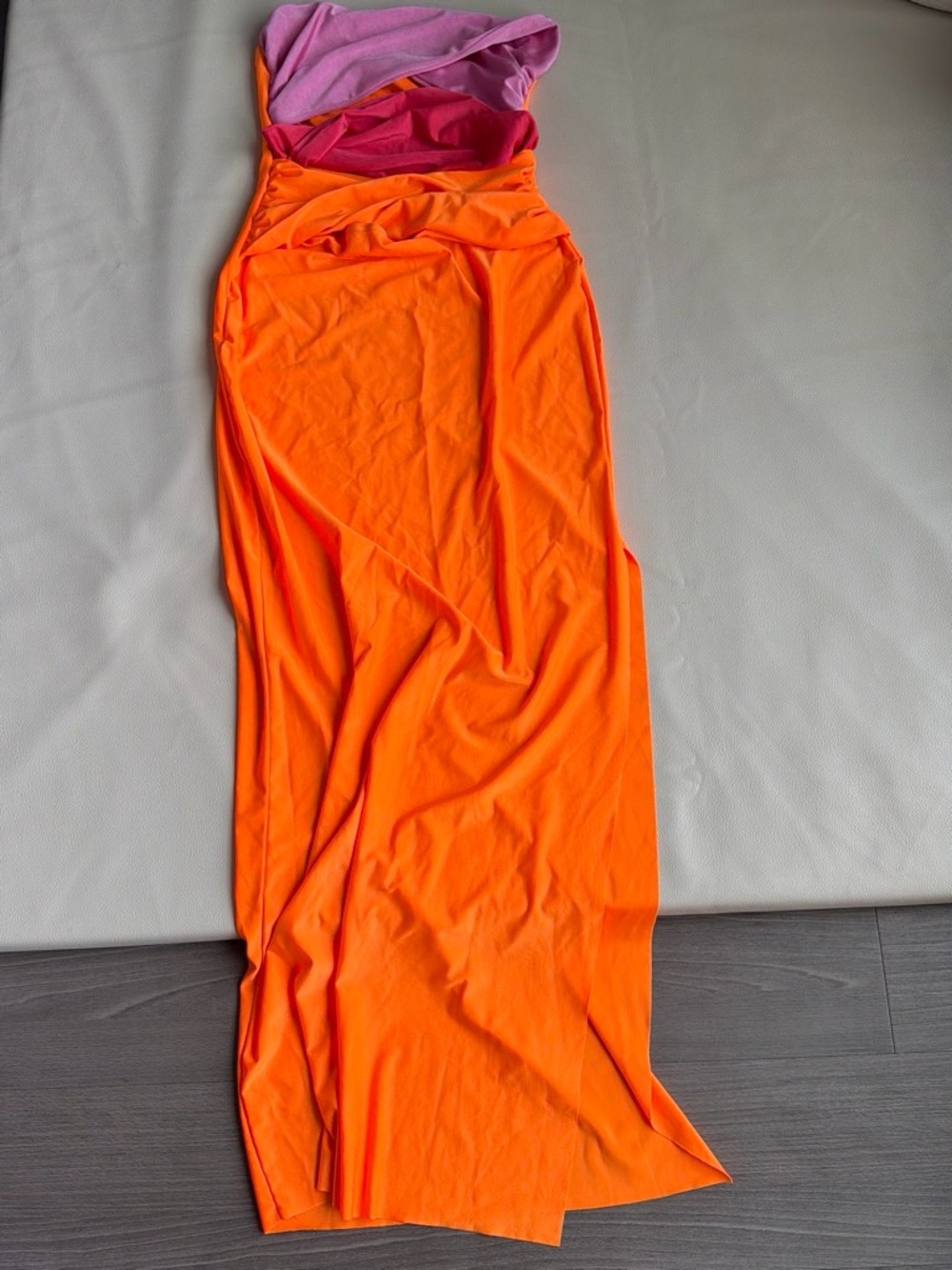 & Other Stories Neon Orange and Pink Maxi Dress